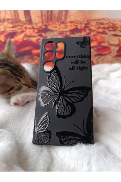 enfein غطاء لهاتف Galaxy S23 Ultra LKL01 بتصميم خاص وغطاء منقوش على شكل فراشة