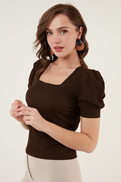 Lela Sleeve Detailed Square Neck Blouse Bluz 5869002