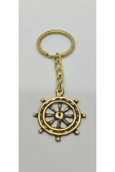 Kalender Döküm سلسلة مفاتيح الدفة النحاسية (4 سم)