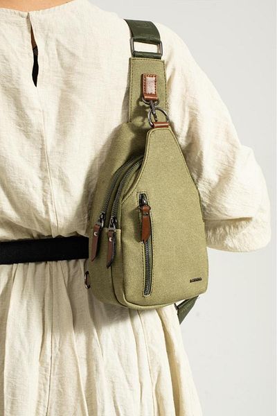 Baginn Women's Body Bag Chest Bag Canvas Fabric 27*17 cm Backpack Suitable for Daily Use Badybag