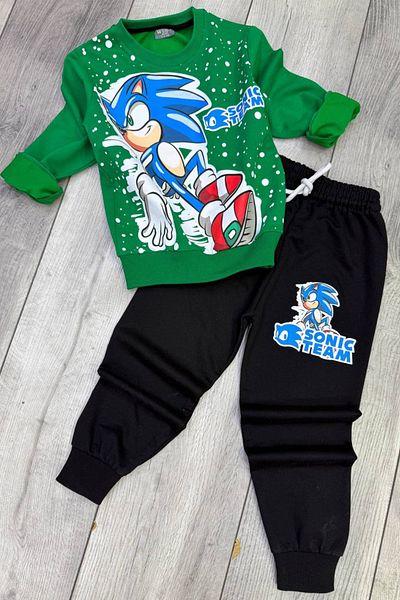 Sonic 2 Yarn Sonic Printed Green Tracksuit Set