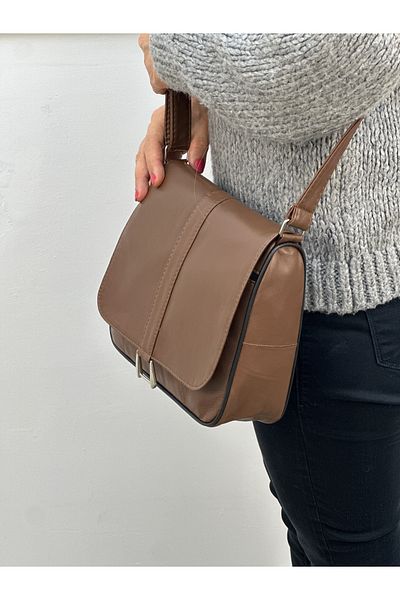 Deribag Piele autentică, curea încrucișată, geantă zilnică, geantă de umăr pentru femei, alun 26*25*8 cm
