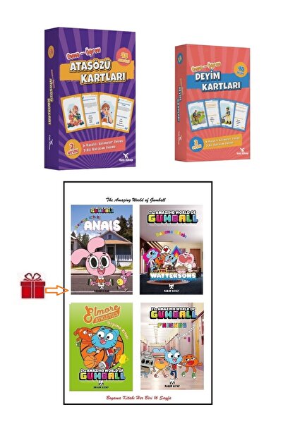 yeti kitap Atasözleri ve Deyimler Kartları Seti İle 4 Adet 16 Syf'lık Gumball...
