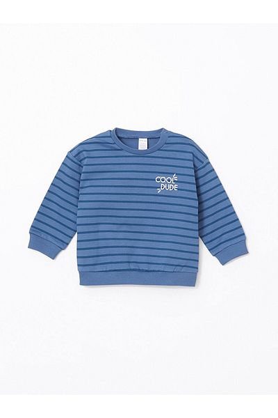 LC Waikiki Lcw Baby Crew Neck Striped Baby Boy Sweatshirt and Sweatpants Bottom 2Pcs