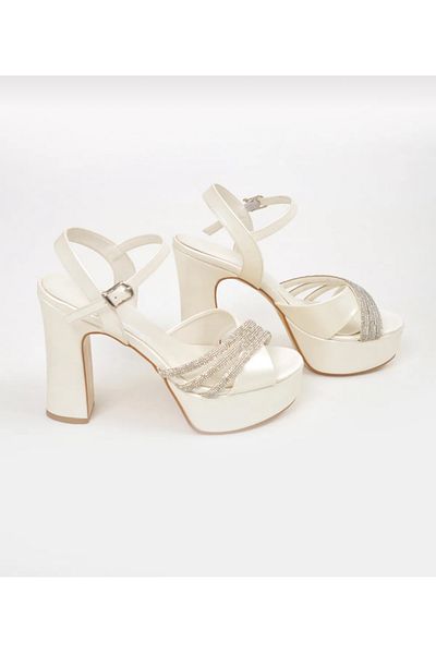 Felisya Butik Pantofi cu toc cu platformă din piele de sidef