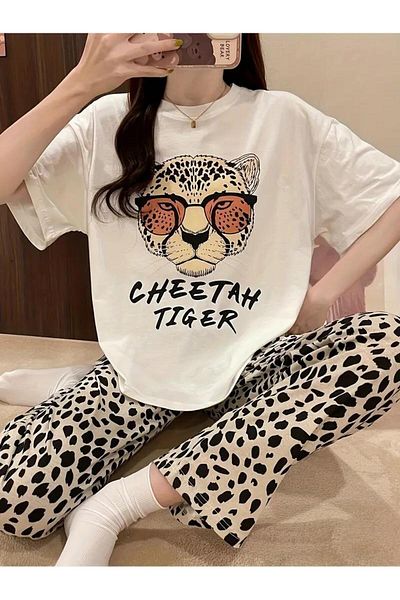 Touz Moda Μπλουζάκι Unisex Oversize με σχέδιο Cheetah Tiger