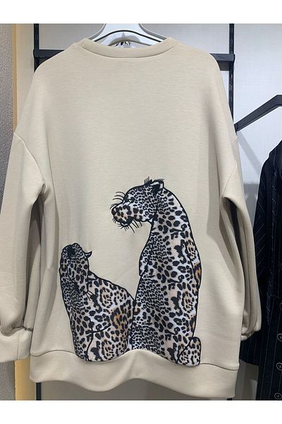 SOUL BY LOREEN FASHİON Women's Leopard Detailed Sweatshirt