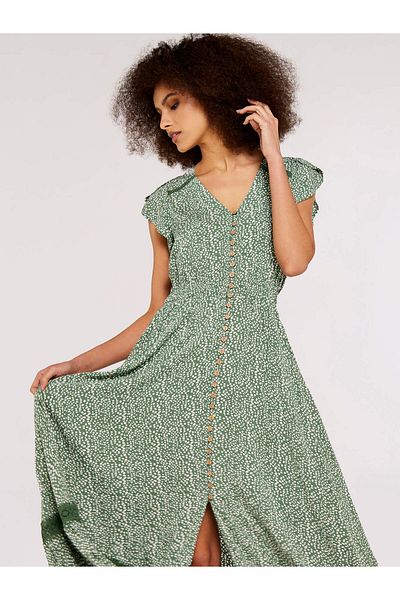 Apricot Gemustertes Maxikleid mit Spitzeneinsatz