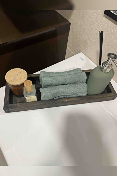 Moola Cutie multifuncțională din lemn negru, tavă organizatoare pentru baie d...