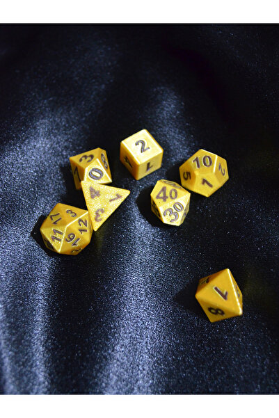 DiceLand 3D PLA Baskı Dungeons & Dragons DnD Zar Seti – Altın Işıltısı