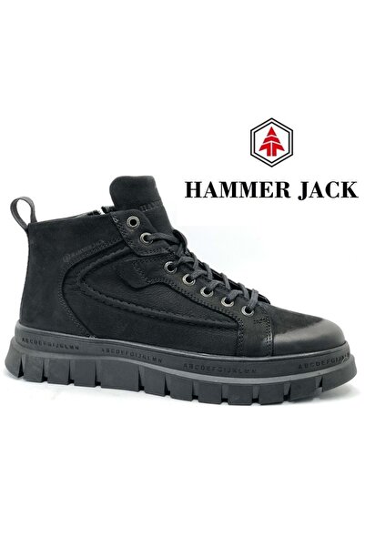 Hammer Jack 102-24865-M Derry Δερμάτινα Casual Ανδρικά Μποτάκια ΜΑΥΡΑ