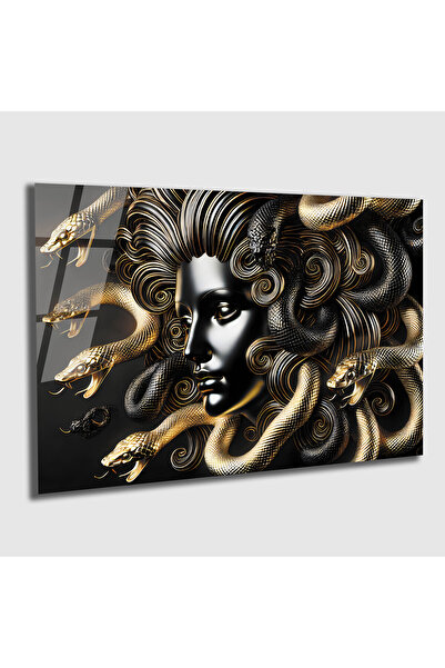 bestdecor Medusa Şahmeran Yılan Kadın, Modern Temperli Cam Tablo | Hediyelik,...