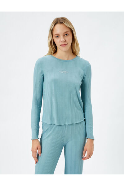 Koton Hosszú ujjú pizsama felső, bordázott nyakú