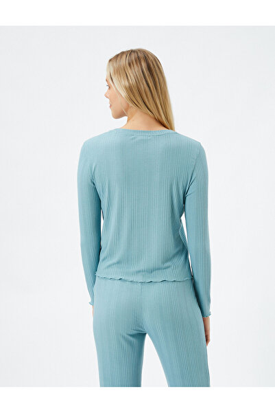 Koton Hosszú ujjú pizsama felső, bordázott nyakú