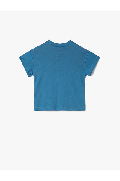 Koton Cotton Short Sleeve T-Shirt - Crew Neck, Slogan Printed