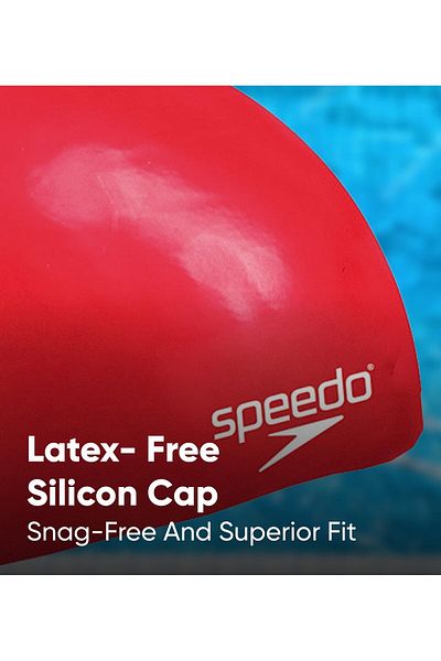 SPEEDO Junior Plain Moulded Silicone Swim Cap, Black, Comfortable & Durable, Ideal For Kids And Teens