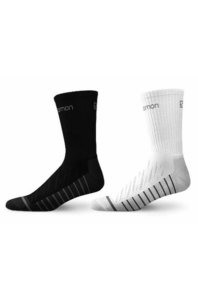 Salomon 160231451 Life 2 bucăți șosete unisex negru-alb