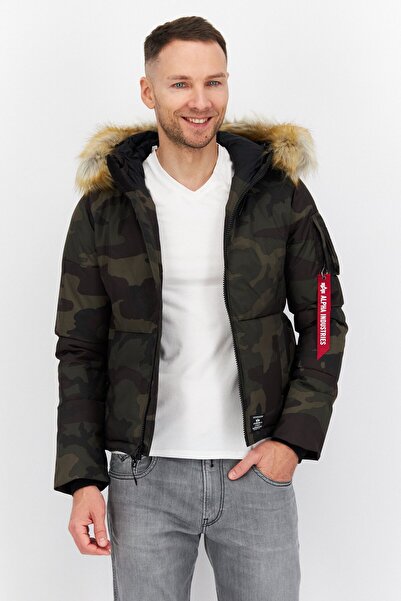 Alpha Industries Men Camouflage Parka Jacket, Olive Combo