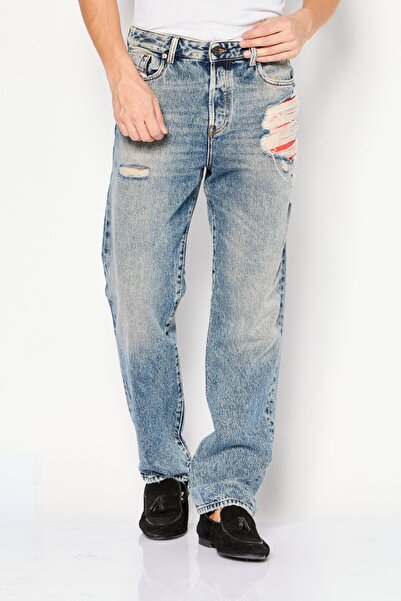 Diesel بنطلون جينز رجالي 195 D-Rekiv بقصّة عادية وممزق وغير قابل للتمدد، لون ...