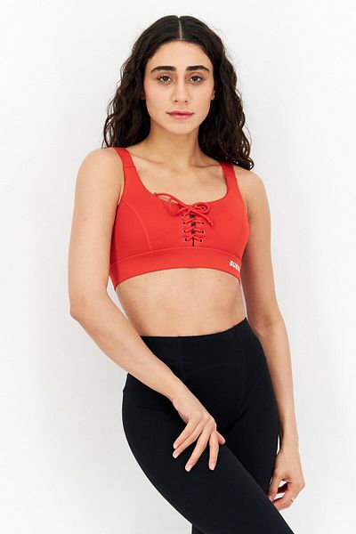 Guess V2rp01mc03w - ReD Straight Cut RounD NecK Women's Sports Bra