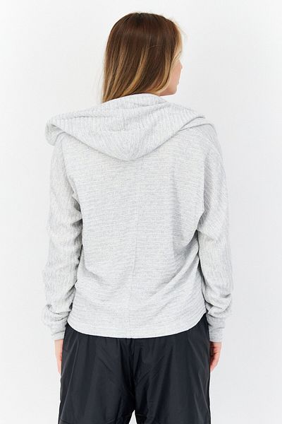 Marc New York Women Hooded Plain Sweater, Grey