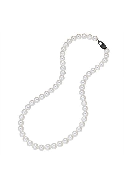 True Rebels Perlenhalskette Kette Edelstahl schwarz Perle (synth.) weiß