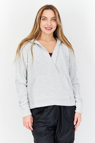 Marc New York Women Hooded Plain Sweater, Grey