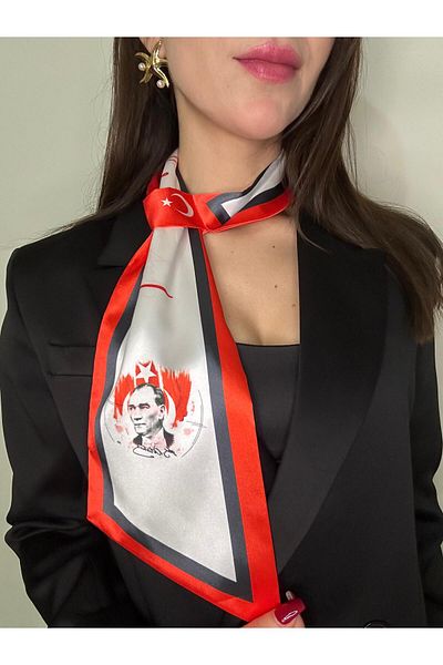 ElevaGlam Ataturk Signed Photo Patterned Tie Scarf