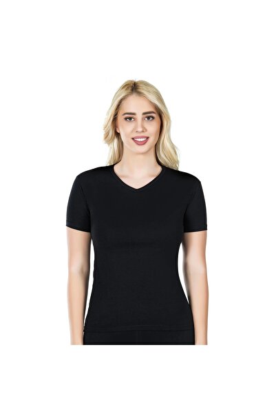 Narnuga تي شيرت نسائي من MİRAXX بأكمام نصفية ورقبة على شكل حرف V 227