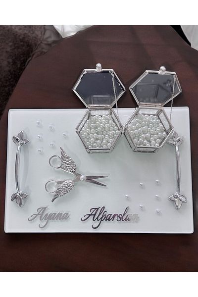 CyzHome Adore Rectangular Silver Engagement Tray