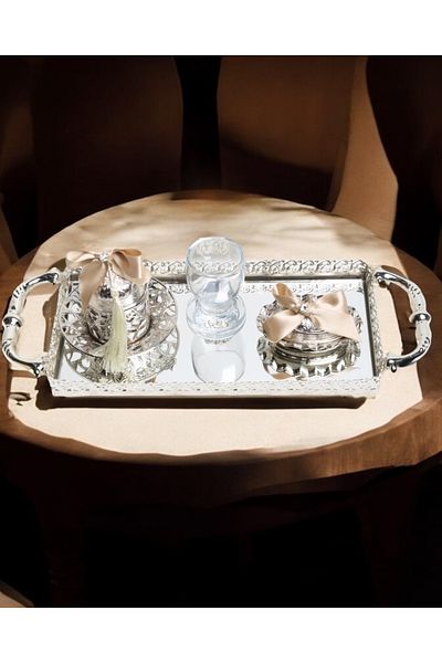 CyzHome Affection Silver Engagement Coffee Tray