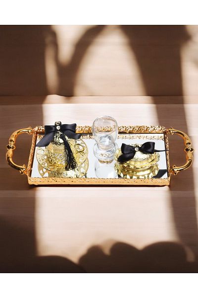 CyzHome Affection Gold Engagement Coffee Tray