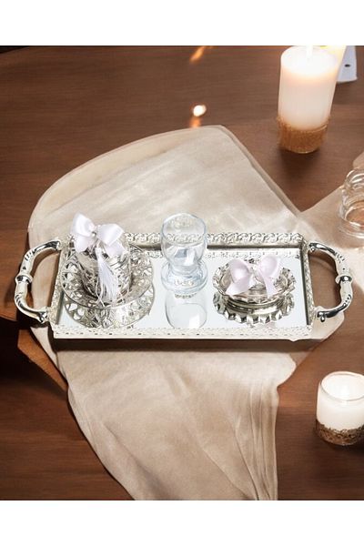 CyzHome Affection Silver Engagement Coffee Tray