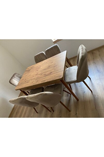 Lajibu %100 Mdf Açılabilir Masa Sandalye Takımı 6 Kişilik Yemek Masası Takımı...