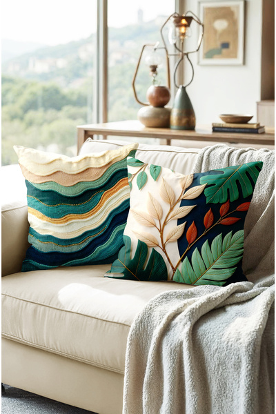 MUN HOME Set de 2 huse de pernă cu fermoar ascuns, imprimate digital, cu aspe...