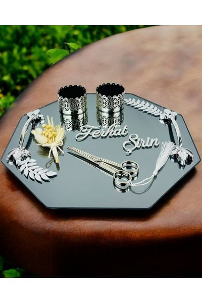 CyzHome Fusion Octagonal Silver Promise Engagement Tray