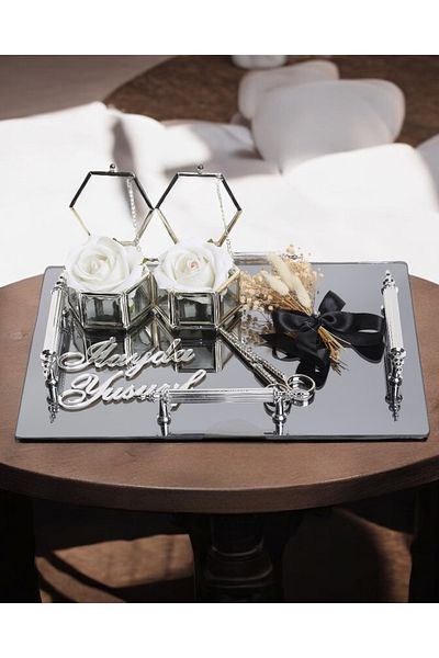 CyzHome Reverence Silver Rectangular Engagement Tray