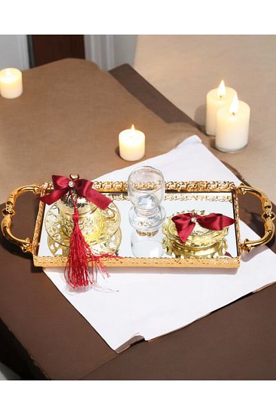 CyzHome Affection Gold Engagement Coffee Tray