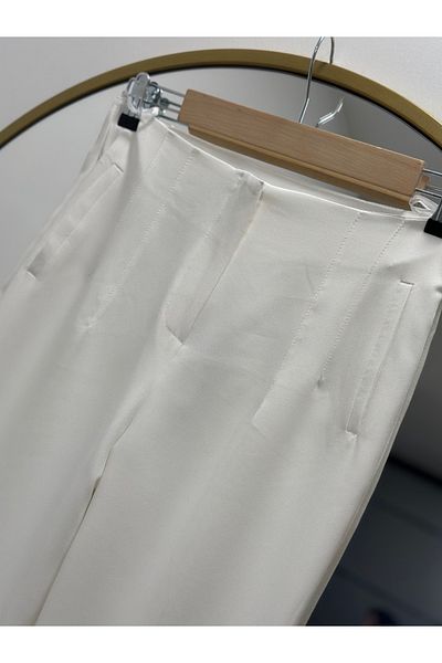 Ebrar Store White Beren Hidden Pocket Trousers - Mt1508
