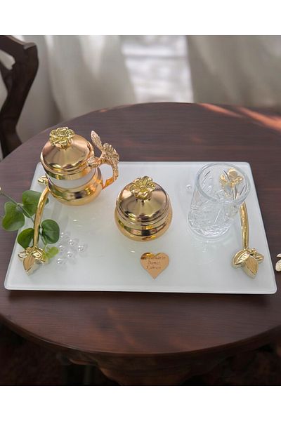 CyzHome Adore Gold Pearl Promise Coffee Tray