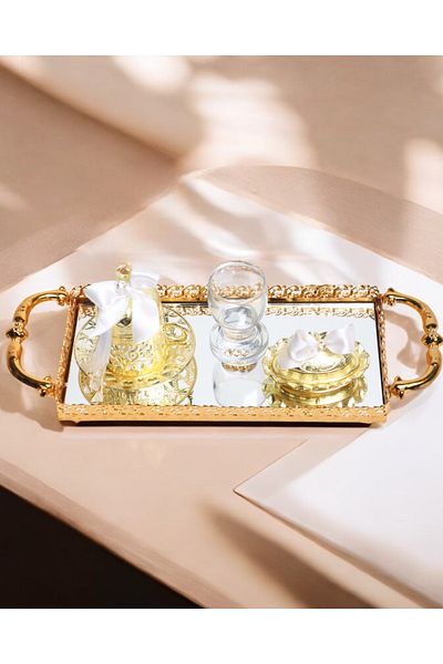 CyzHome Affection Gold Engagement Coffee Tray
