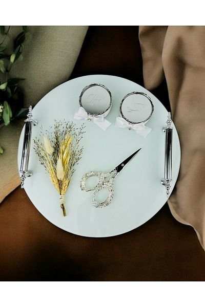 CyzHome Union Silver White Promise Engagement Tray