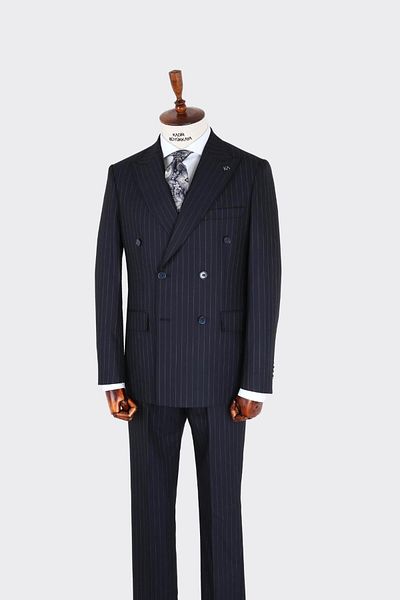 Kadir Büyükkaya Swallow Collar Double Breasted Men's Suit-Kax1257S