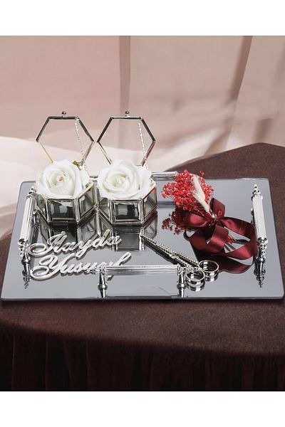 CyzHome Reverence Silver Rectangular Engagement Tray