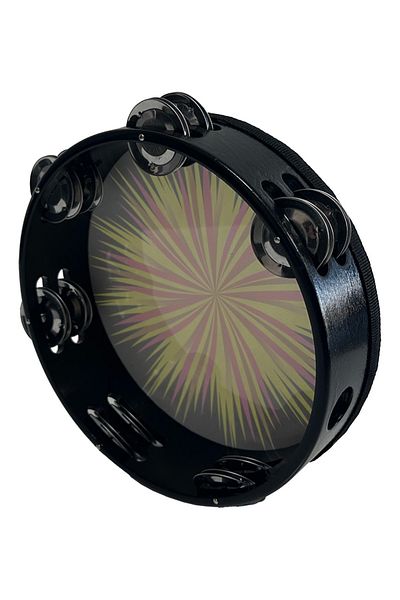 Midex TF-28BK Tamburină cu două rânduri cu 6 clopote cu piele neagră (20,5 cm)