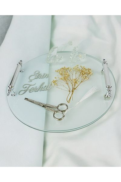 CyzHome Radiant Silver Double Glass Promise Tray