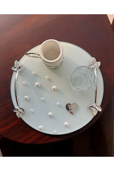 CyzHome Beloved Silver Pearl Engagement Tray