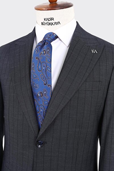 Kadir Büyükkaya Kırlangıç Yaka İki Düğmeli Erkek Takım Elbise-KAX1370S