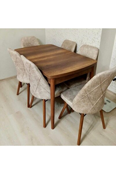 Lajibu %100 Mdf Açılabilir Masa Sandalye Takımı 6 Kişilik Yemek Masası Takımı...