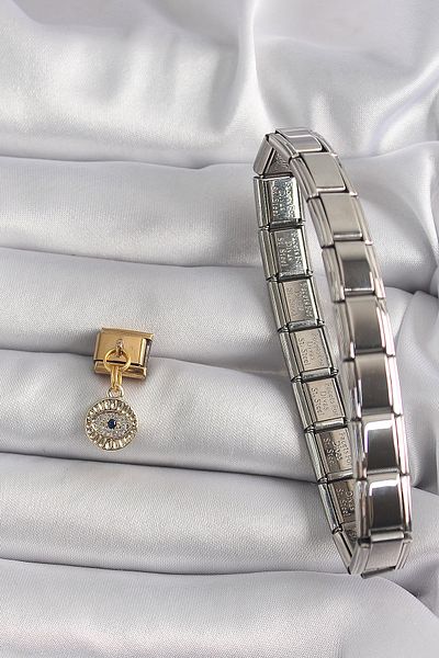 Skygo 316L Steel Gold Color Hanging Zircon Stone Eye Model Nomination Charm - Tj-Bc1193